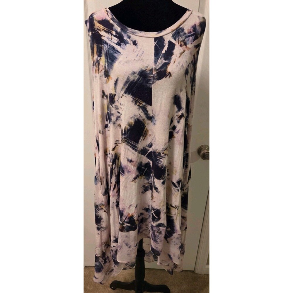 Simply Vera Vera Wang Abstract Brushstroke Print Sleeveless Tunic Dress- Size PL